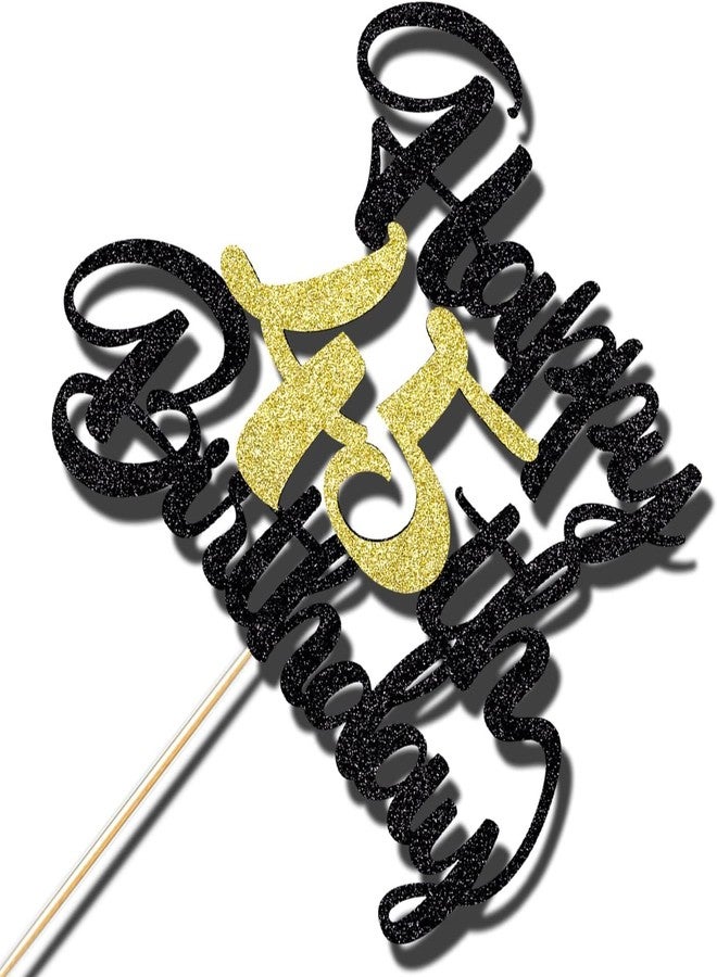 Confetti Happy Birthday Cake Topper, Black & Gold Glitter Birthday Decorations & Anniversary Celebrations (45) - Image 3